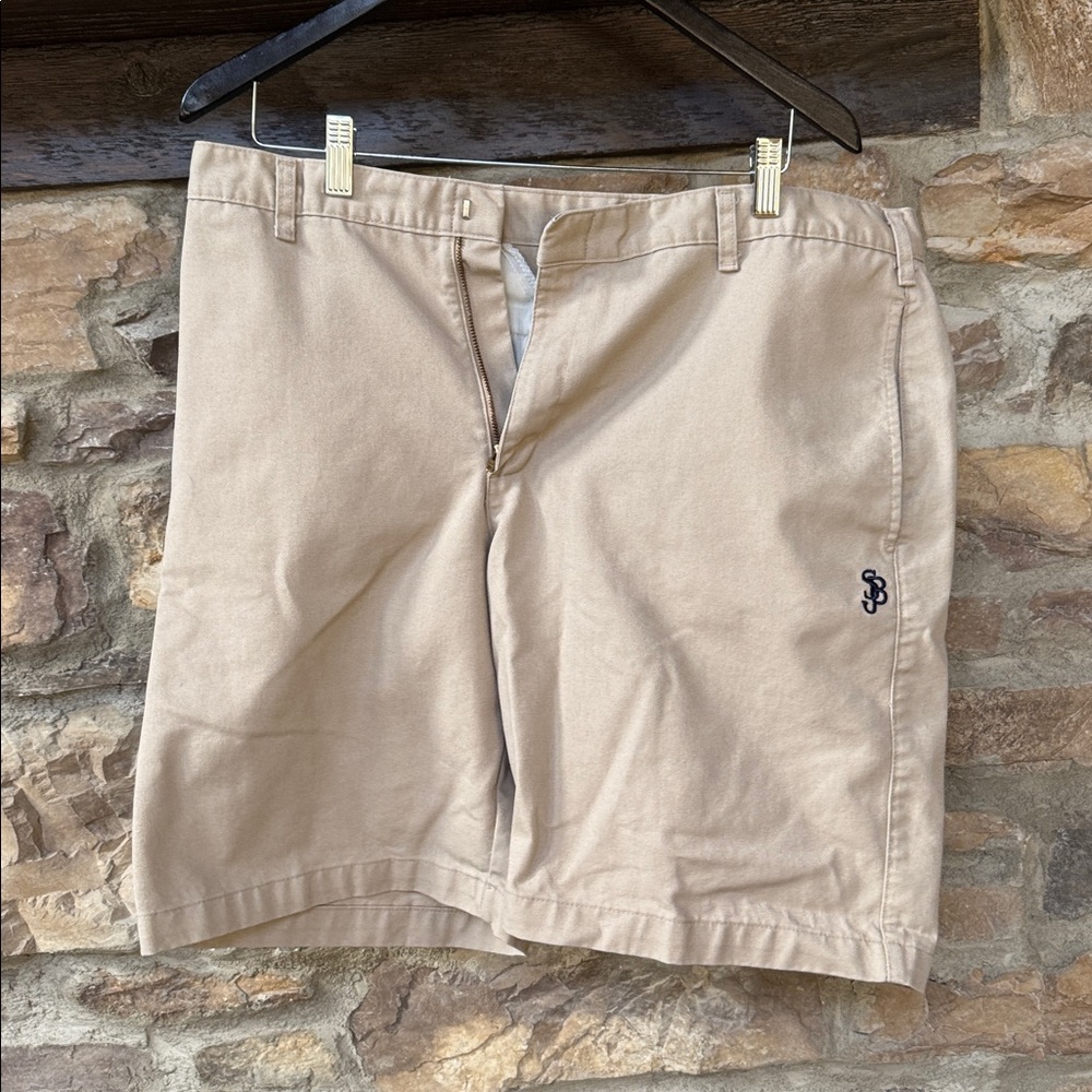 Tan Shorts with Embroidered Logo